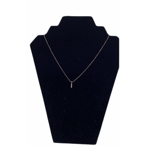 Penta-Crystal Bar Charm Necklace Rose Gold - Picture 1 of 9